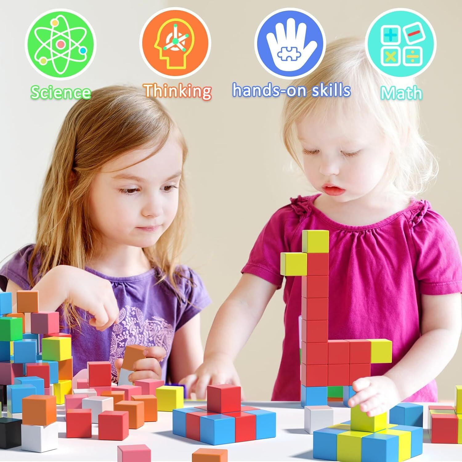 RUseeN 64 Pcs Magnetic Blocks Building Cubes for Toddlers - Classroom Must Have STEM Toys for Kids, Preschool Learning Activities Toys, Magnet Toys for Girls Boys Ages 1-3 3-5 6 83c0ac30 8fe6 461c aa73 0c50b4b95506.619b0de0d5f98bb766a55d346eccdede - miniminikids.co.uk